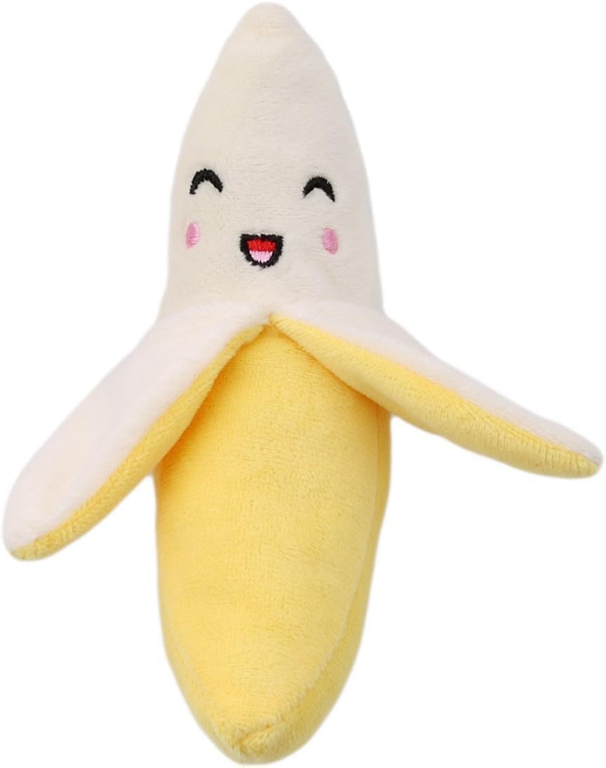 3 Pcs Yellow Banana Plush Squeeze Squeaker Puppy Plush Dog Chew Toys, Dog Squeak Toys, Banana