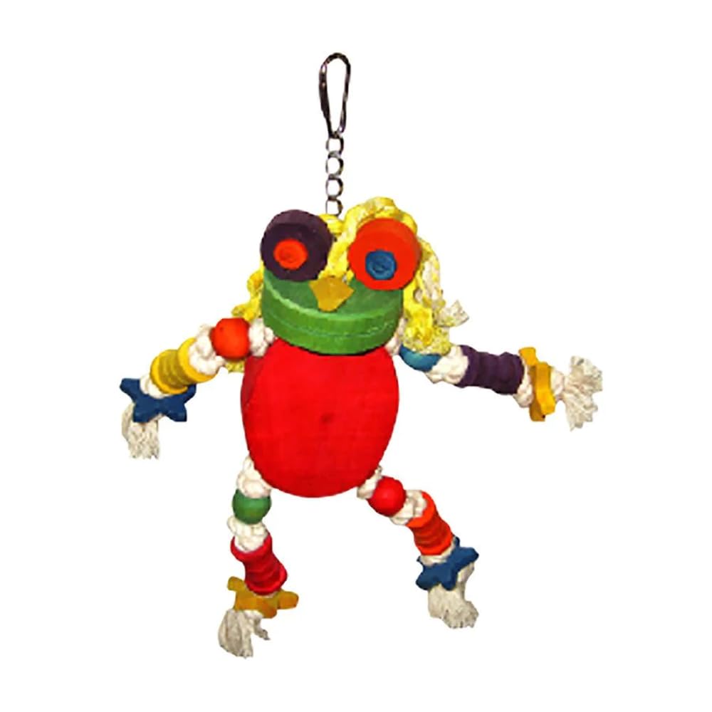 A&E Cage Company HB46349 Happy Beaks Silly Wood Frog Assorted Bird Toy, 11 by 12 Inches