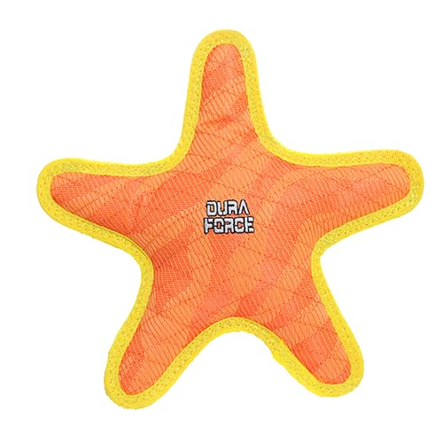 Dura Force - Durable Woven Fiber - Star Orange & Yellow - Squeakers - Multiple Layers. Made Durable, Strong & Tough. Interactive