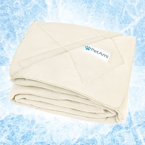 Petami Premium Cooling Dog Blanket | Lightweight Fluffy Pet Throw Blanket Bed Cover For Dogs, Cat, Puppies | Pet Blanket Furniture Protector Couch Sofa | Reversible Fuzzy Cozy | 40X60, Beige Latte