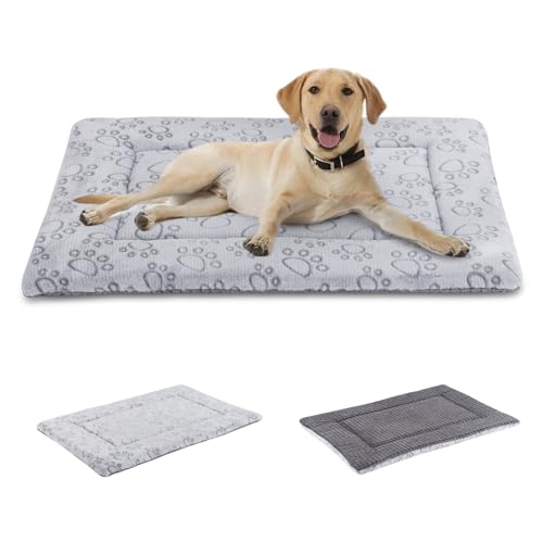 Ieuumler Dog Bed, Reversible Washable Bed Mat, Soft Premium Plush Dog Crate Pad, Pet Cushion Sleeping Mattress For Small/Medium/Large Dogs And Cats Fc014 (Gray,42'*28')