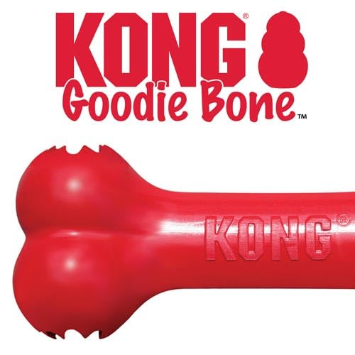 Kong Goodie Bone - Treat Dispensing Natural Rubber Bone - Red - For Large Dogs (2 Pack)