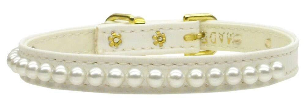 Dog, Puppy & Pet Collar, 3/8&quot; Wide Pearl - 14 - White