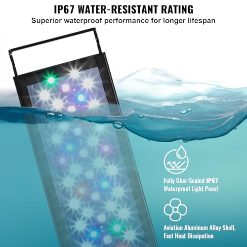 VEVOR Aquarium Light with LCD Monitor, 36W Full Spectrum Fish Tank Light with 24/7 Natural Mode, Adjustable Brightness & Timer -