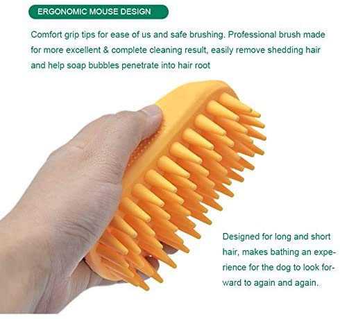 Dog Cat Pet Grooming Brush - Silicone Massage Brush For Deshedding And Bathing, Anti-Slip Rubber Shampoo Brush For Long & Short