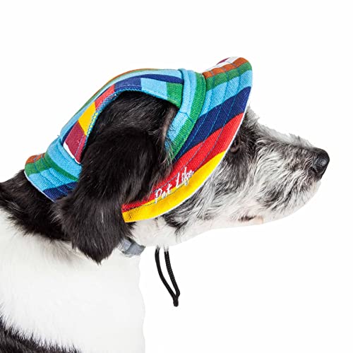 Pet Life        Colorfur Rainbow Dog Hat With Uv Coverage Protection - Brimmed Canopy Provides More Shade Than A Dog Banadana - 