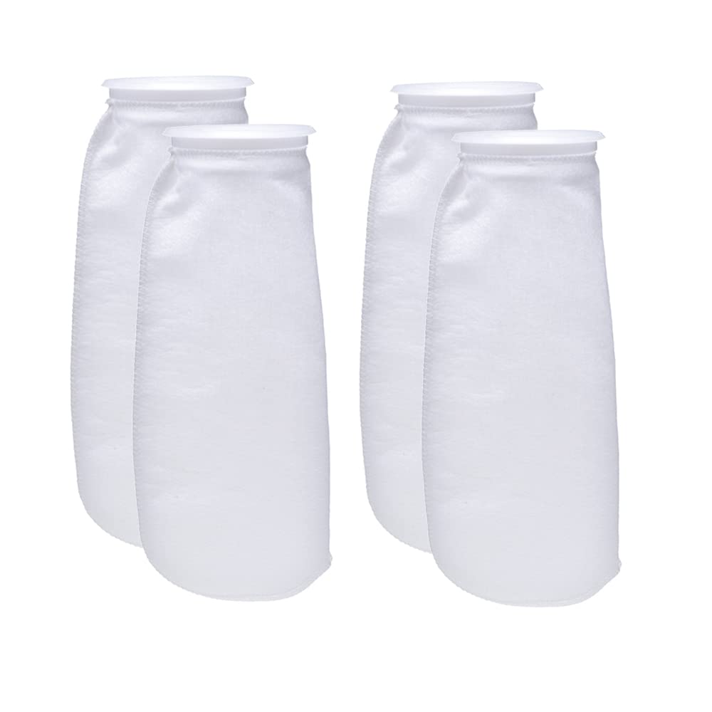 Alegi Aquarium Filter Socks 4 Inch By 14 Inch Long, 200 Micron - 4 Inch Ring Aquarium Felt Filter Bags - 4Pack