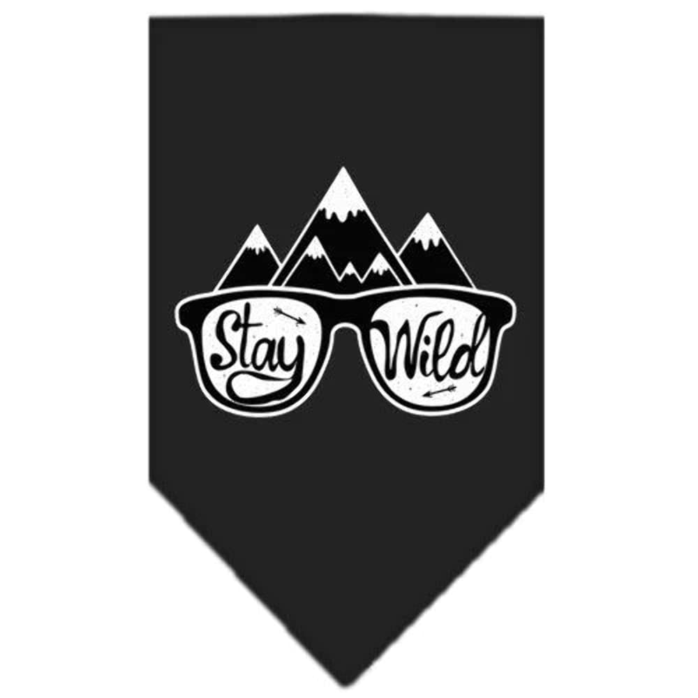 Dog Bandana Screen Printed, &quot;Stay Wild&quot; Lime Green Large