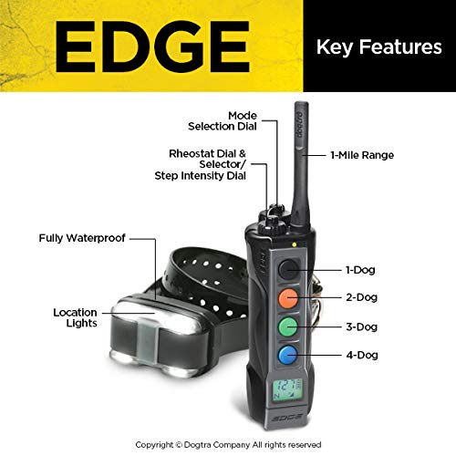 Dogtra Edge Electronic Dog Training Collar With Remote For Large And Medium Dogs 35+ Lbs - Up To 1-Mile Range, Vibration, 127 St