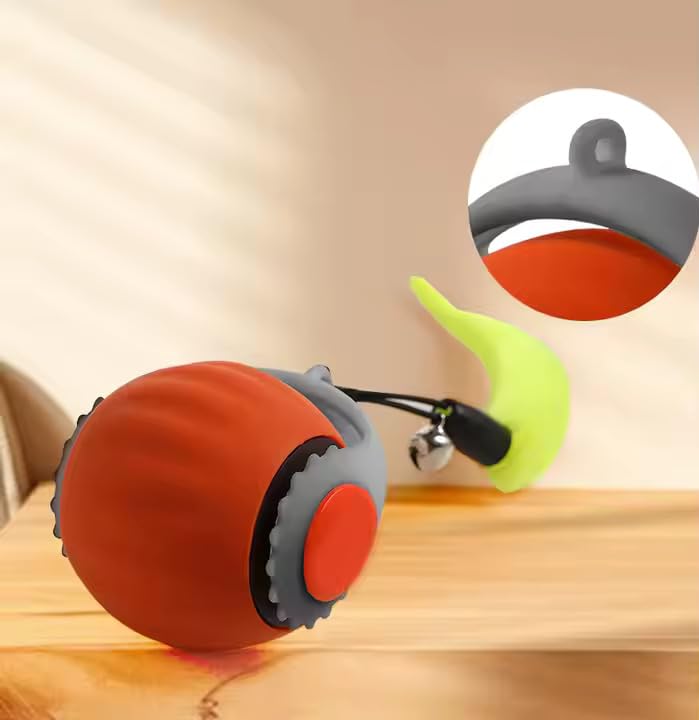 Zykornium Interactive Cat Toy Ball - Automatic Rolling Rechargeable Cat Toy, Chasing Ball For Indoor Cats & Kittens, Feather Tai