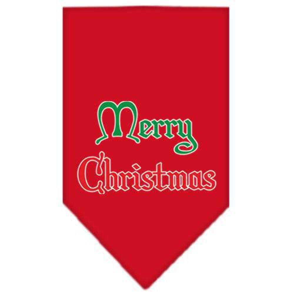 Christmas Pet and Dog Bandana Screen Printed, Merry Christmas Yellow Large