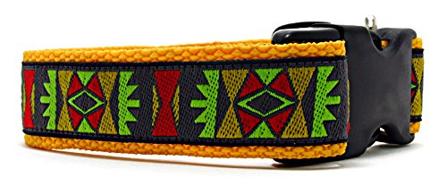 3 Dirty Dawgz Adjustable 1' Bright & Colorful Native Tribal Dog Collars For Medium Large And X-Large Dogs (Medium 1' (14'-22' Neck))