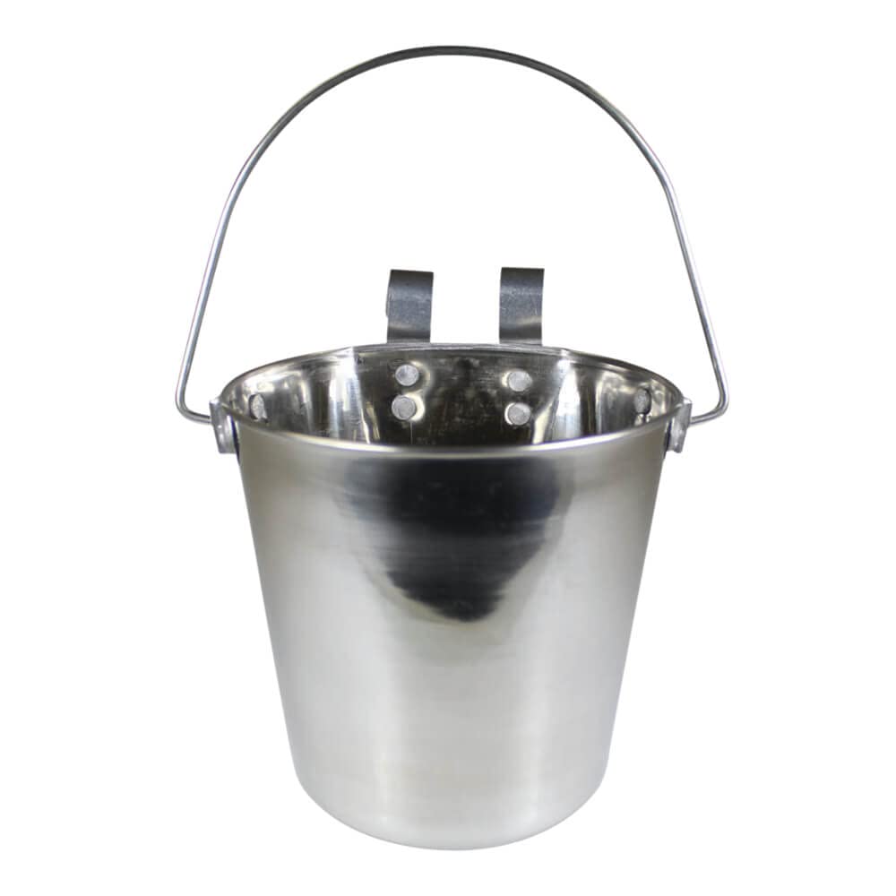 Dog for Dog Flat-Sided Hook-On Pail, 4 Qt, Stainless Steel, Durable Design