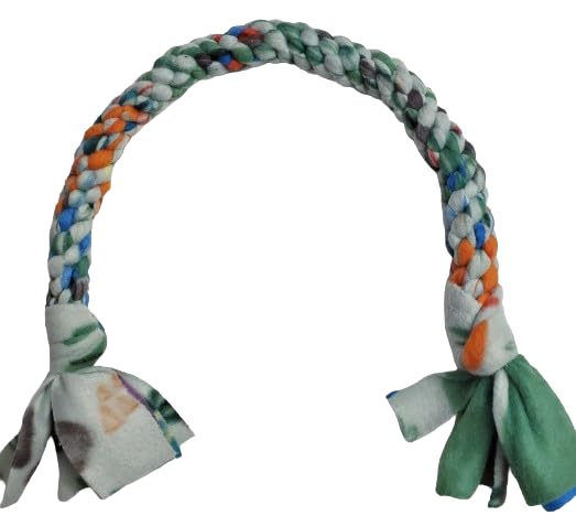 Dog Puppy Tug Pull Toy Rope Play Durable Interactive Entertaining Heavy Duty Fleece Square Braid by KNOTS SO FAST (Green)