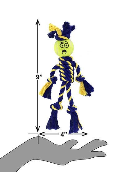 Petsport Twisted Chews Extremely Durable Rope Tug Dog Toys Great For Heavy Chewers And Teething Puppies (Mini Braided Rope Rasta Man W/1.5?Tennis Ball)