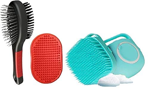 D&C PAWS Pet Grooming Combo Dog Long & Short Hair Brush | Shampoo Dispenser Brush | Hairs Comb Dog Grooming Accessories for Dogs