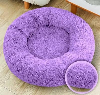 Large Cat Beds For Indoor Cats - Dog Beds For Small Medium Dogs, Large Cat Bed Washable 24 Inches, Anti Anxiety Round Fluffy Plu