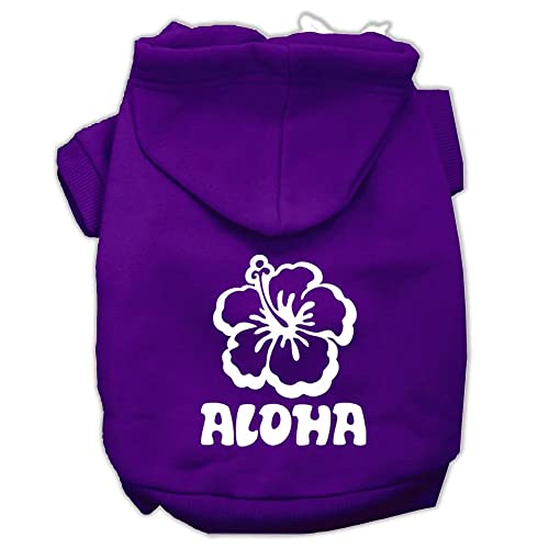 Pet, Dog & Cat Hoodie Screen Printed, 'Aloha Flower' Purple Sm (3-6 Lbs.)