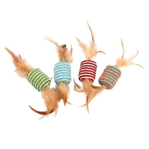 Kspups Natural Catnip & Cat Ball Cat Feather Treat Ball Toy Cat Scratcher Ball Motion Activated Teeth Cleaning Grinding Playing 