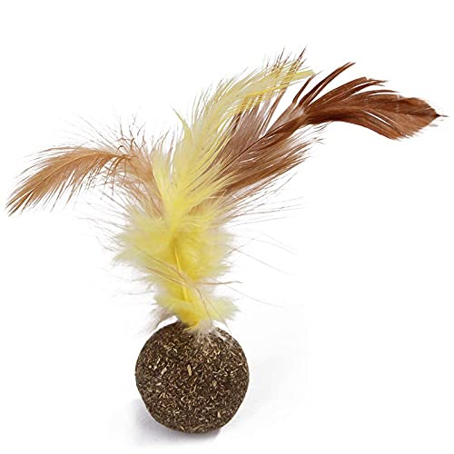 Pet Guard Natural Catnip Nt Cat Ball Cat Feather Treat Ball Toy Cat Scratcher Ball Motion Activated Teeth Cleaning Grinding Play