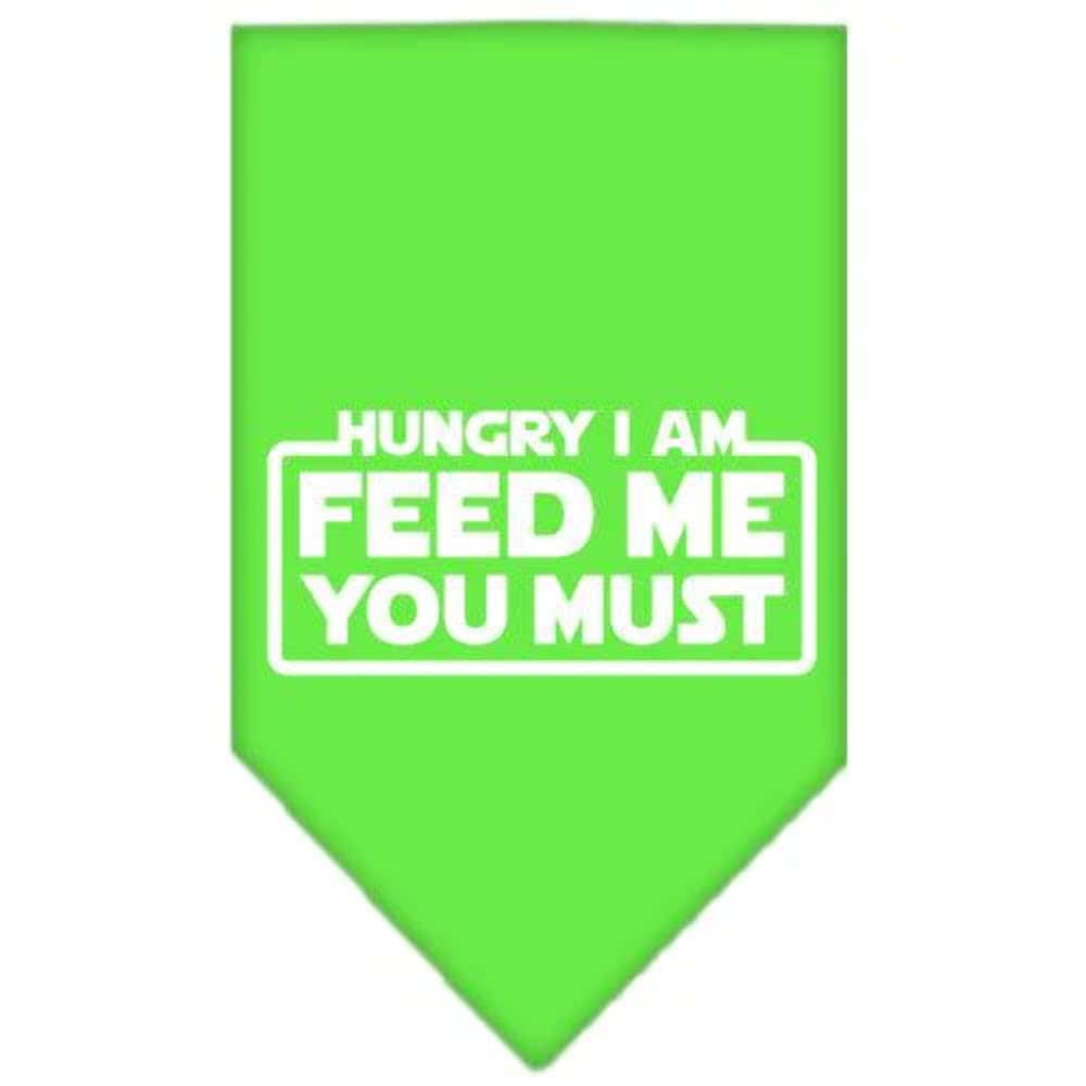 Pet and Dog Bandana Screen Printed, "Hungry I Am, Feed Me You Must" Navy Blue Small