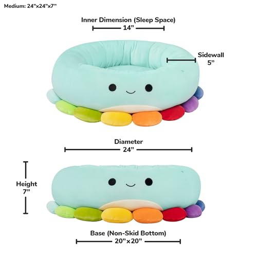 Squishmallows Original 24-Inch Jerrika The Octopus Pet Bed - Medium Sized Ultrasoft Official Plush Pet Bed