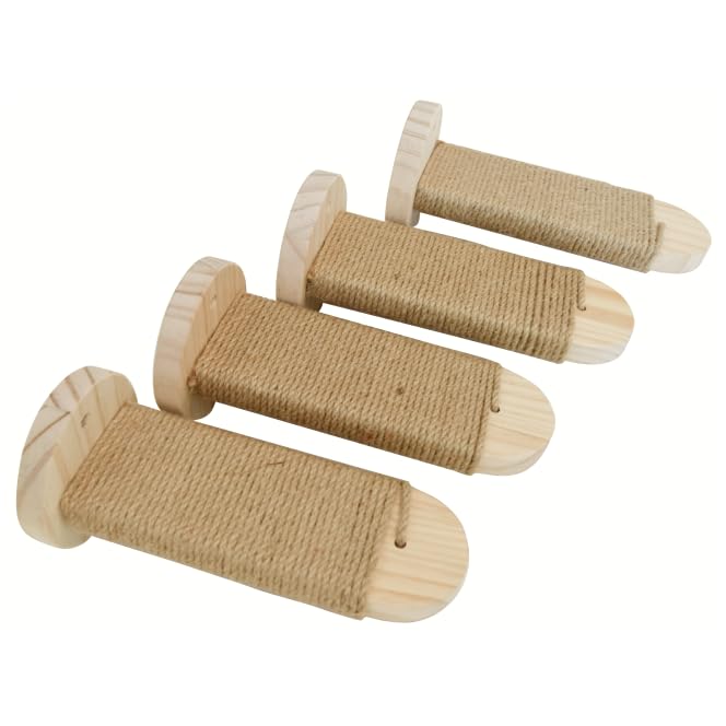 4 Pack - Cat Wall Steps Cat Ladder For Indoor Cats Natural Cat Walkways For Walls Cat Wall Climber