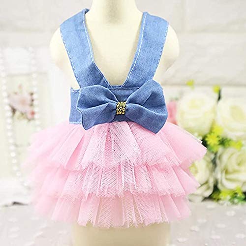 Clopon Girl Dog Clothes Puppy Clothes For Small Gril Dogs Mesh Dresses For Puppy Kitten Winter Costumes Dress S
