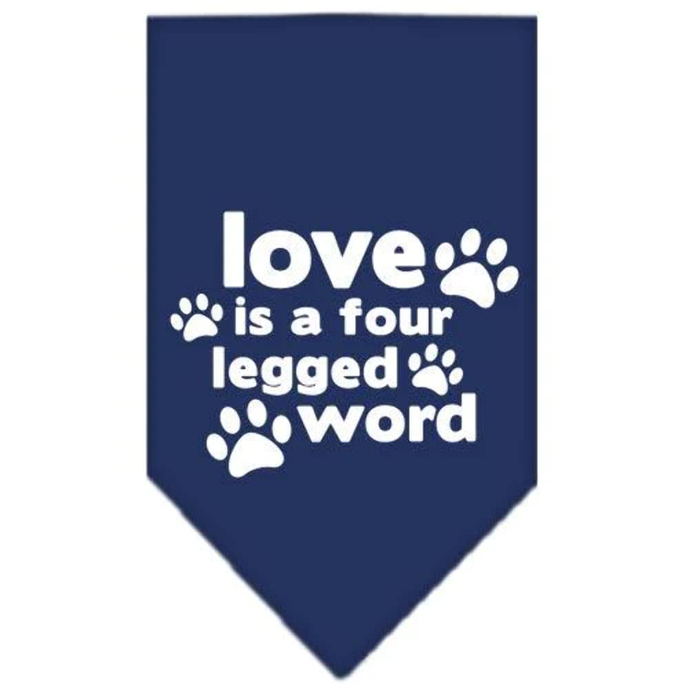 Mirage Pet Products Love is a 4 Leg Word Screen Print Bandana for Pets, Large, Emerald Green