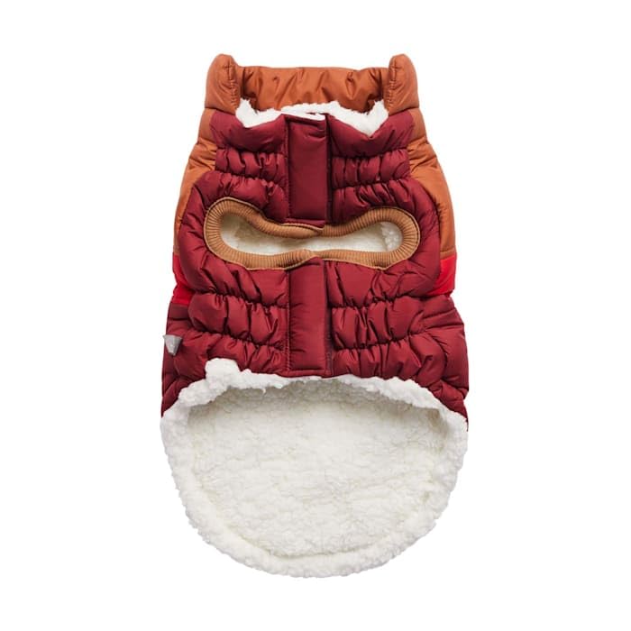 Elasto-Fit Classic Puffer Dog Jacket - Quilted Winter Pet Coat With Adjustable Straps, Waterproof Insulated Dog Outerwear For Small Medium Large Dogs, Easy On Off Design - Dark Red, X-Large