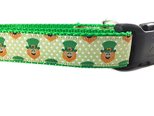 St Patricks Dog Collar, Caninedesign, Shamrock, Beer, Leprechaun, 1 Inch Wide, Adjustable, Nylon, Medium And Large (Leprechaun, Medium 13-19')