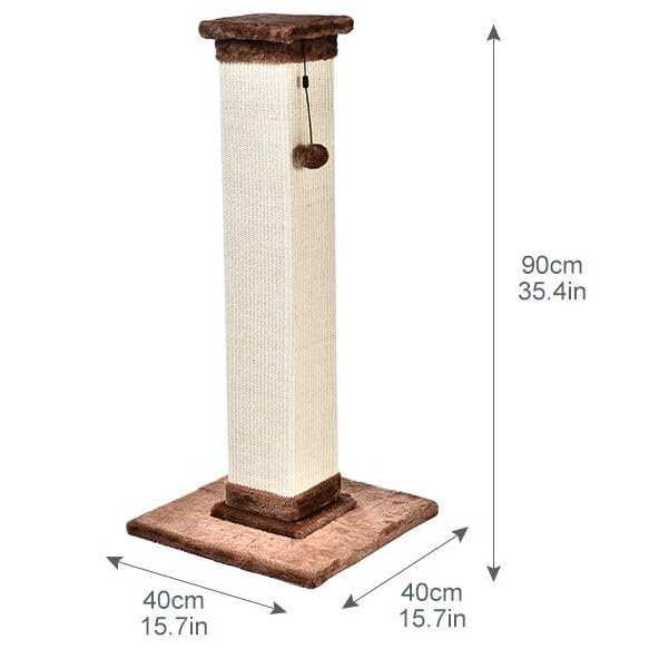 Amazon Basics - Indoor, Tall Cat & Kittens Scratching Post, Scratcher With Sisal Rope, Jute Fiber, Brown Carpet, Large, 15.75' L X 15.7' W X 35.43' H