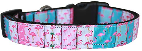 Pet Dog & Cat Nylon Collar or Leash, &quot;Flamingo Fun&quot; MD Collar