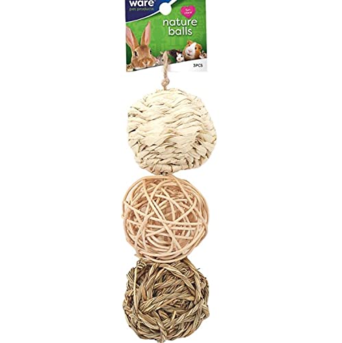 Ware Manufacturing 12 Pack Of Natural Ball Small Pet Chew Toys, 3 Inch