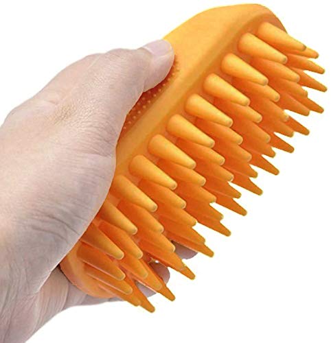 Dog Cat Pet Grooming Brush - Silicone Massage Brush For Deshedding And Bathing, Anti-Slip Rubber Shampoo Brush For Long & Short 