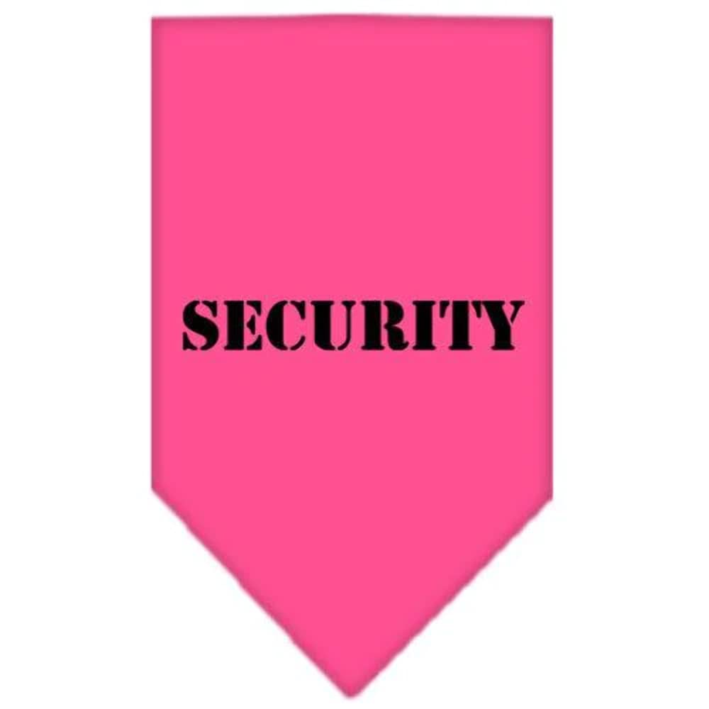 Pet and Dog Bandana Screen Printed, &quot;Security&quot; Bright Pink Small