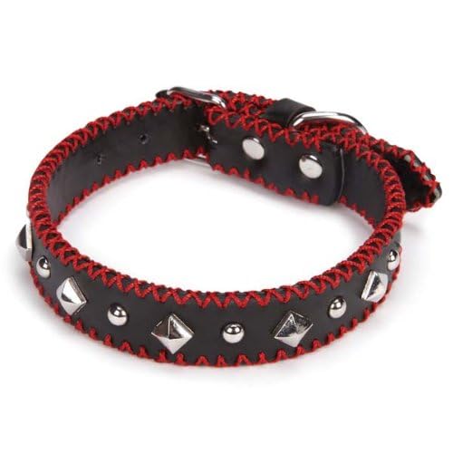 Zack & Zoey Pop Stitch Dog Collar, 11 To 14-Inch, Black