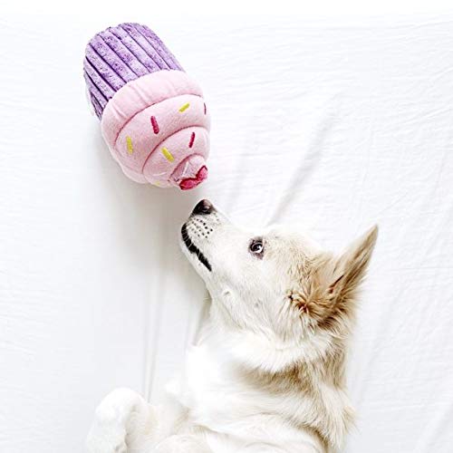 ZippyPaws Birthday Gifts for Dogs - Pink Birthday Cupcake, Plush Squeaky Dog Toy, Dog Birthday Party Supplies for Boys & Girls