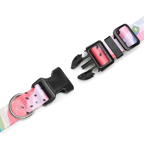 Mercano Adjustable Dog Collar - Special Design Patterns, Soft Nylon Comfortable Durable Pet Collar For Small Medium Large Dogs (L, Watermelon)