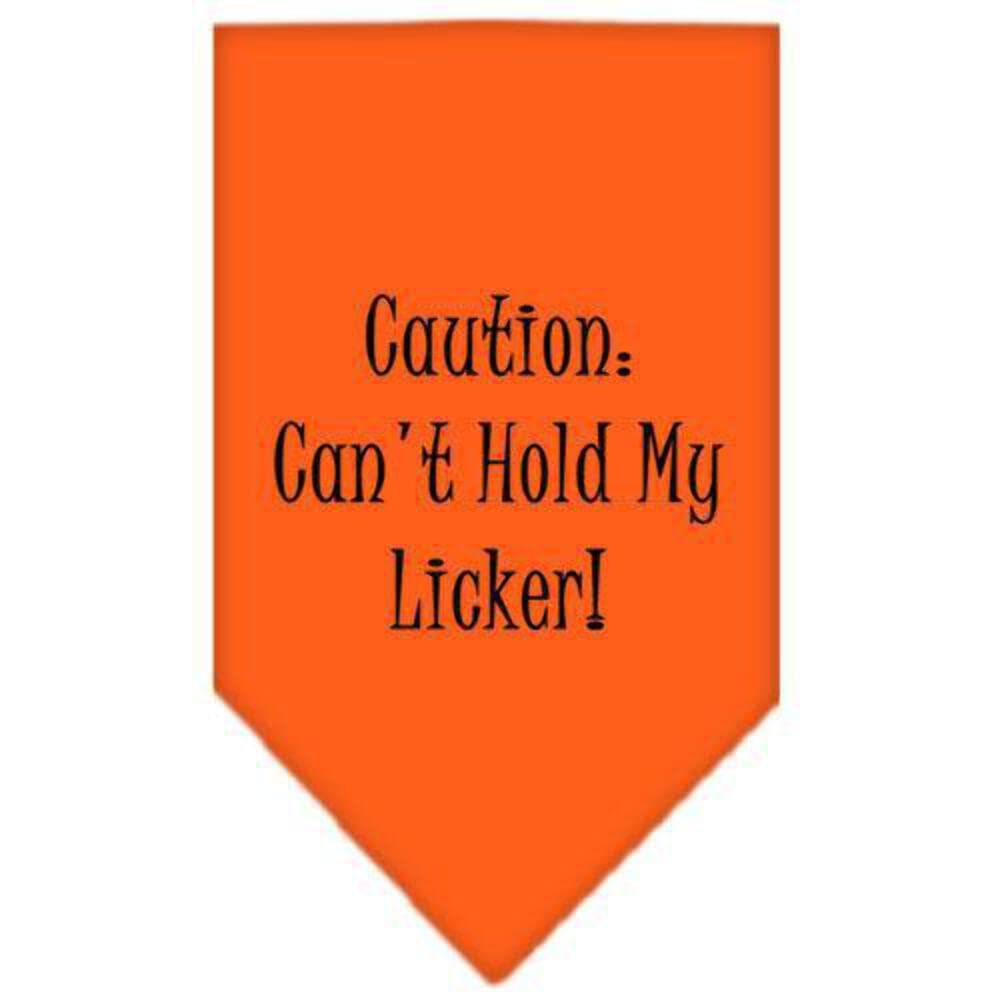 Pet and Dog Bandana Screen Printed, &quot;Caution: Can't Hold My Licker&quot; Lime Green Large