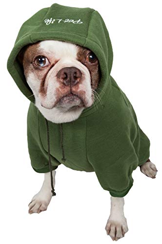 Pet Life American Classic Designer Fashion Plush Cotton Pet Dog Hooded Sweater Hoodie, X-Small, Green