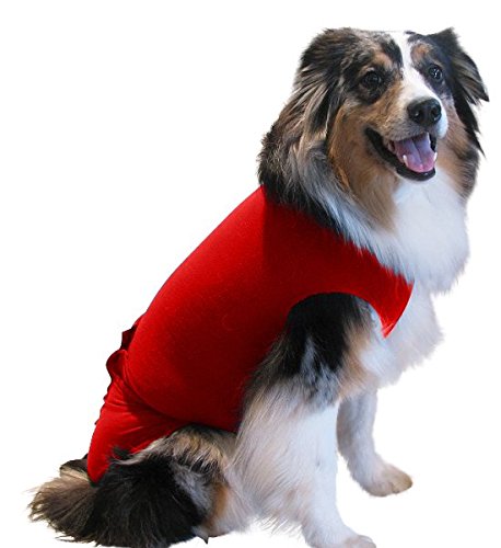 Surgi~Snuggly Red - Ms - Ec The Original E Collar Alternative Dog Onesie Suit Made With American Textile Protects Your Pet'S Wounds - Hugs Away Your Pets Anxiety, Plus It'S Easy On Easy Off