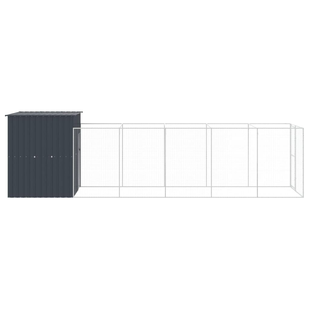 vidaXL Dog House with Run Anthracite 65x259.4x71.3 Galvanized Steel