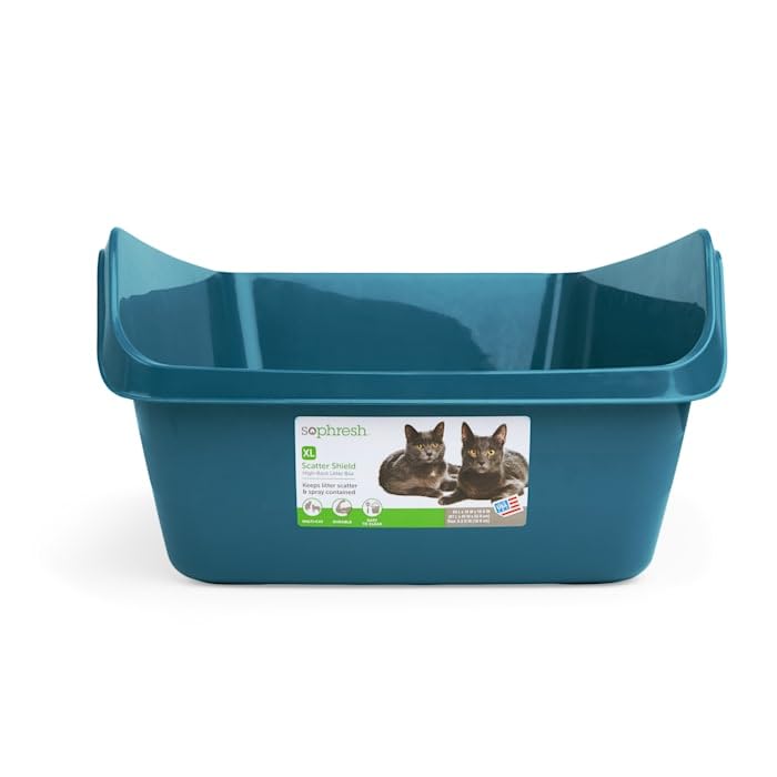 So Phresh Teal Scatter Shield High-Back Litter Box For Cat, X-Large