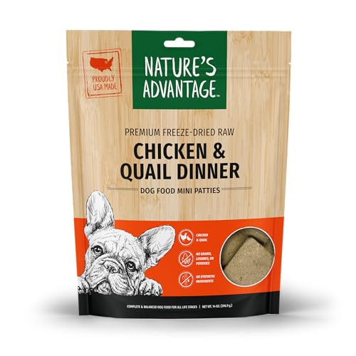 Nature's Advantage Freeze-Dried Raw Chicken & Quail Dog Food Mini Patties, Grain Free, 14 oz
