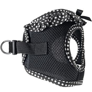 Doggie Design No Choke Dog Harness - Simple Step-In And Go Dog Vest For Small, Medium, And Large Breeds - Breathable Mesh Polyester Pet Harness - Black And White Polka Dot - M