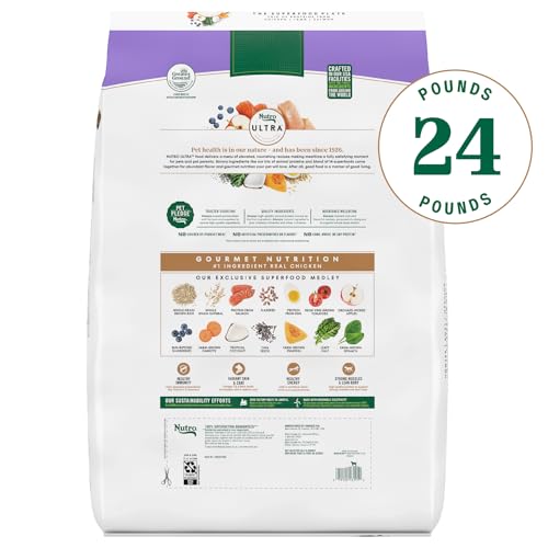 Nutro Ultra Adult Dry Dog Food with a Trio of Proteins from Chicken, Lamb and Salmon, 24 lb Bag