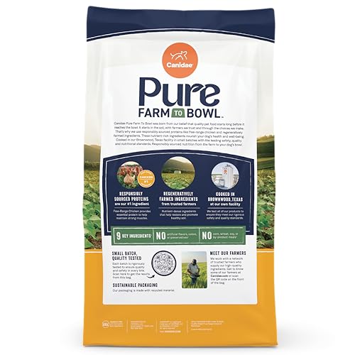 Canidae Pure Farm to Bowl Free-Range Chicken & Pea, Healthy Weight, Grain-Free Dry Dog Food, Adult, 12lb