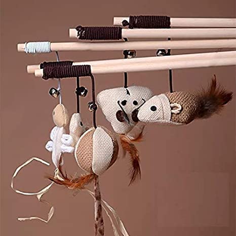 Rvpaws Cat Teaser Playing Stick Feather Interactive Toy Design May Vary. 1 Pcs
