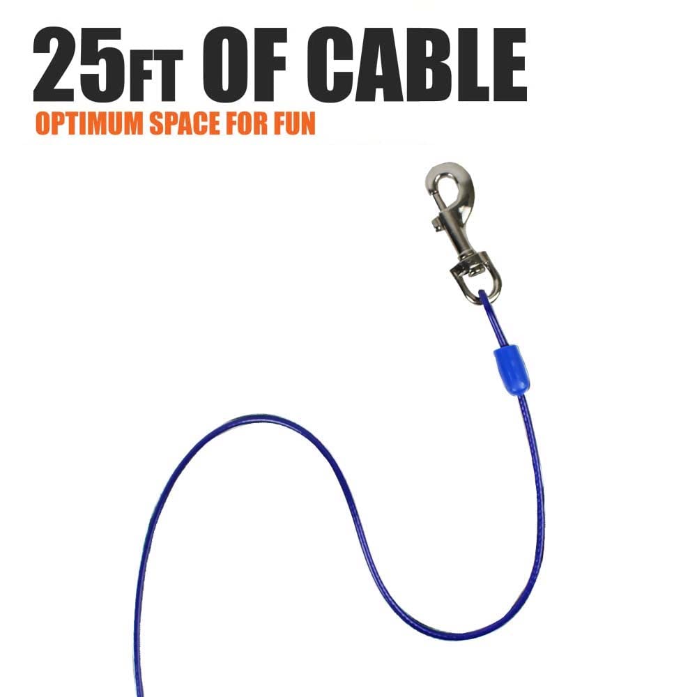 Bv Pet Medium Tie Out Cable For Dog Up To 60 Pound, 25-Feet, Blue, Single, Bv-Pe-Tc-25Ft-Blu-Md